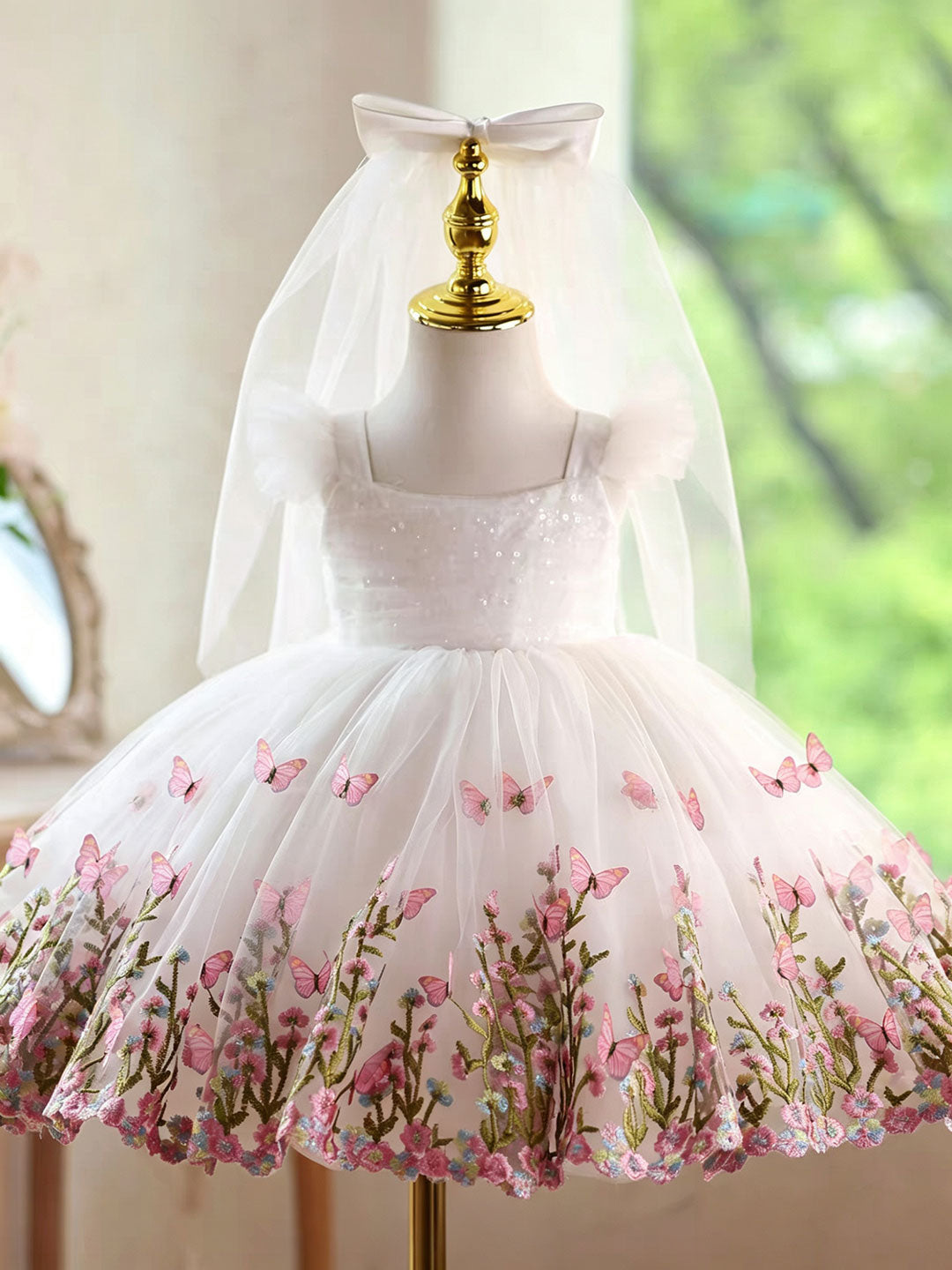 white princess dress Elegant White Pink Princess Dress for Girls Wedding Party D277 – DreamyVow