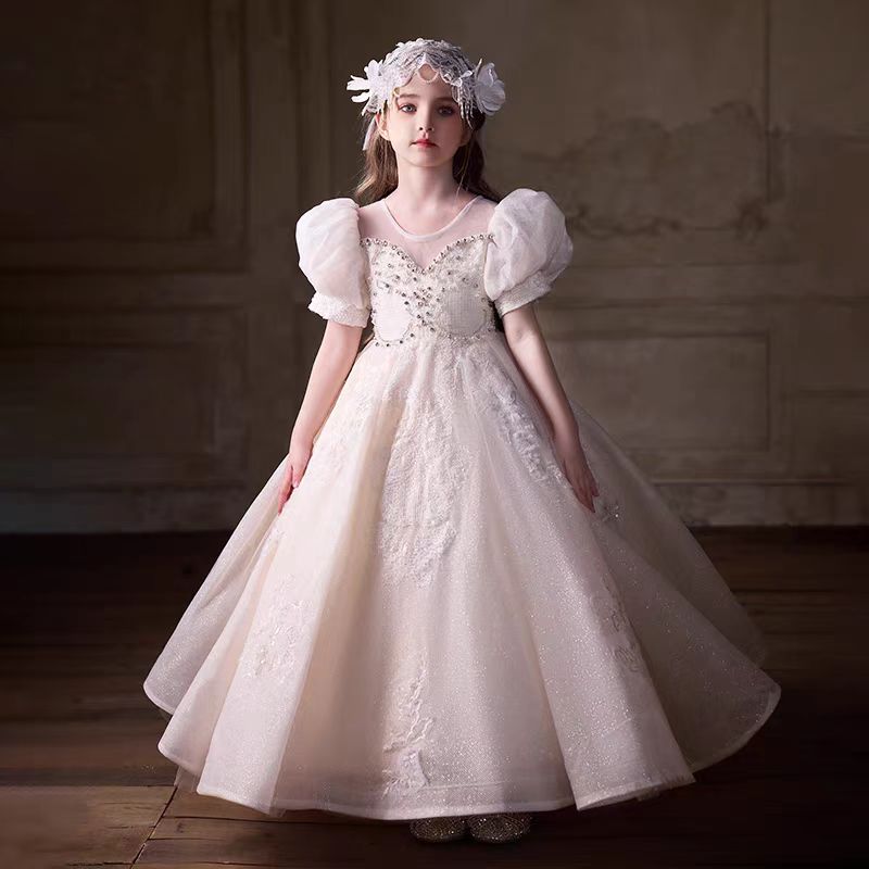 Luxury Off White Flower Girl Dress Party Birthday Prom Gown J294, Off White / child-4 Luxury Off White Flower Girl Dress Party Birthday Prom Gown J294, Off White / child-4