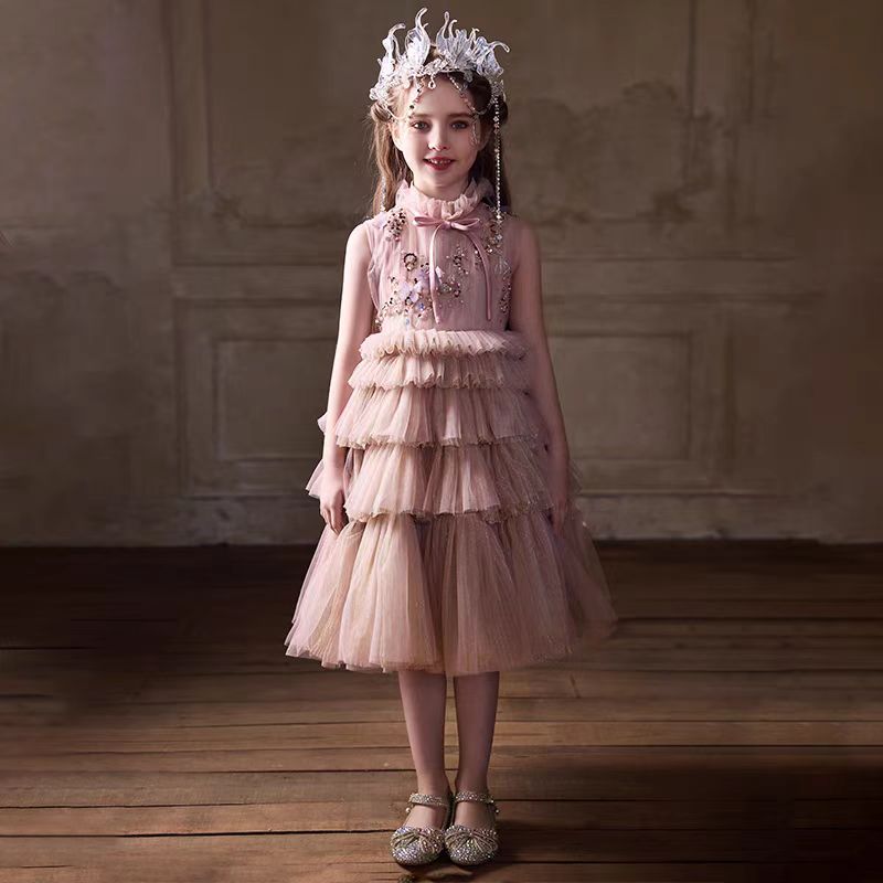 Dusty Pink Flower Girl Dress for Kids Party Birthday J390 Dusty Pink / child-2 Dusty Pink Flower Girl Dress for Kids Party Birthday J390 Dusty Pink / child-2