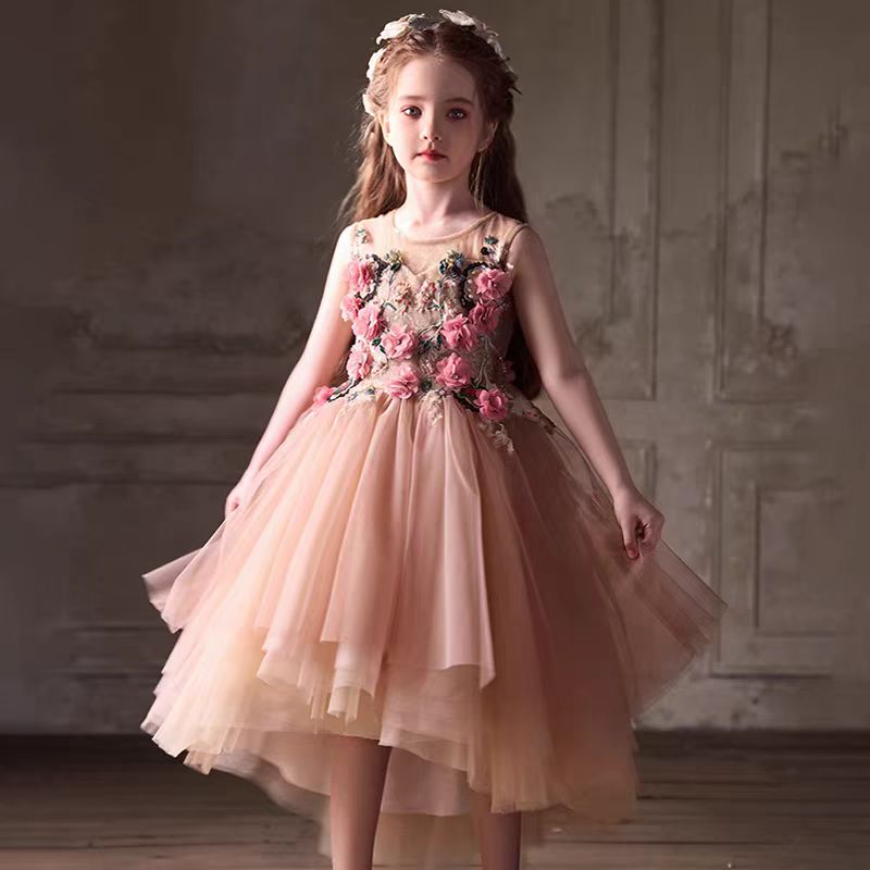 Dusty Pink Flower Girl Dress For Kids Party Birthday J396 Dusty Pink / Child-12