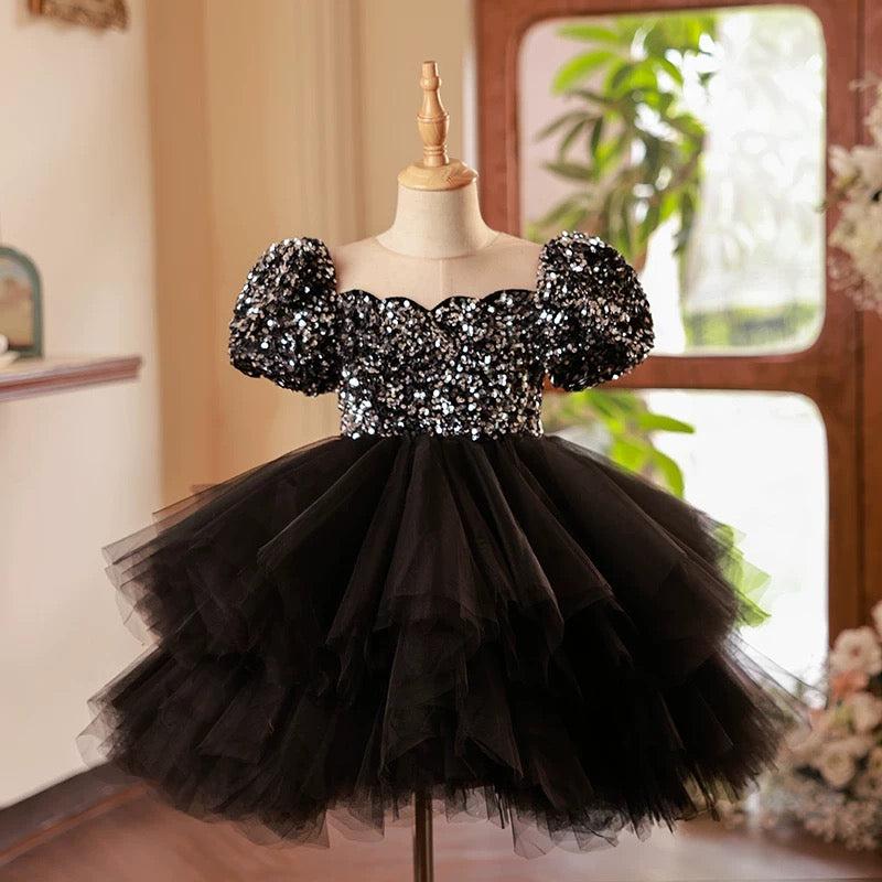 woman dress birthday Black Baby Girl Dress Sequined for Pageant Birthday Party J701 – DreamyVow