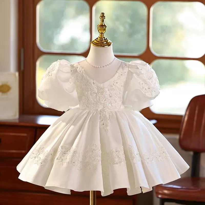 blue dress for baby girl Onion pink Pearl sequin Embroidery Dress With Full Flair Dress (1 Pc) –  Kulreeti® main image 1