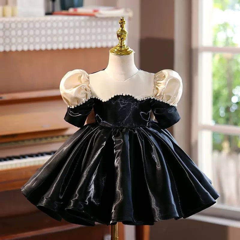 Black Girl Princess Dress Knee Length for 1st Birthday J407 DreamyVow Black Girl Princess Dress Knee Length for 1st Birthday J407 DreamyVow