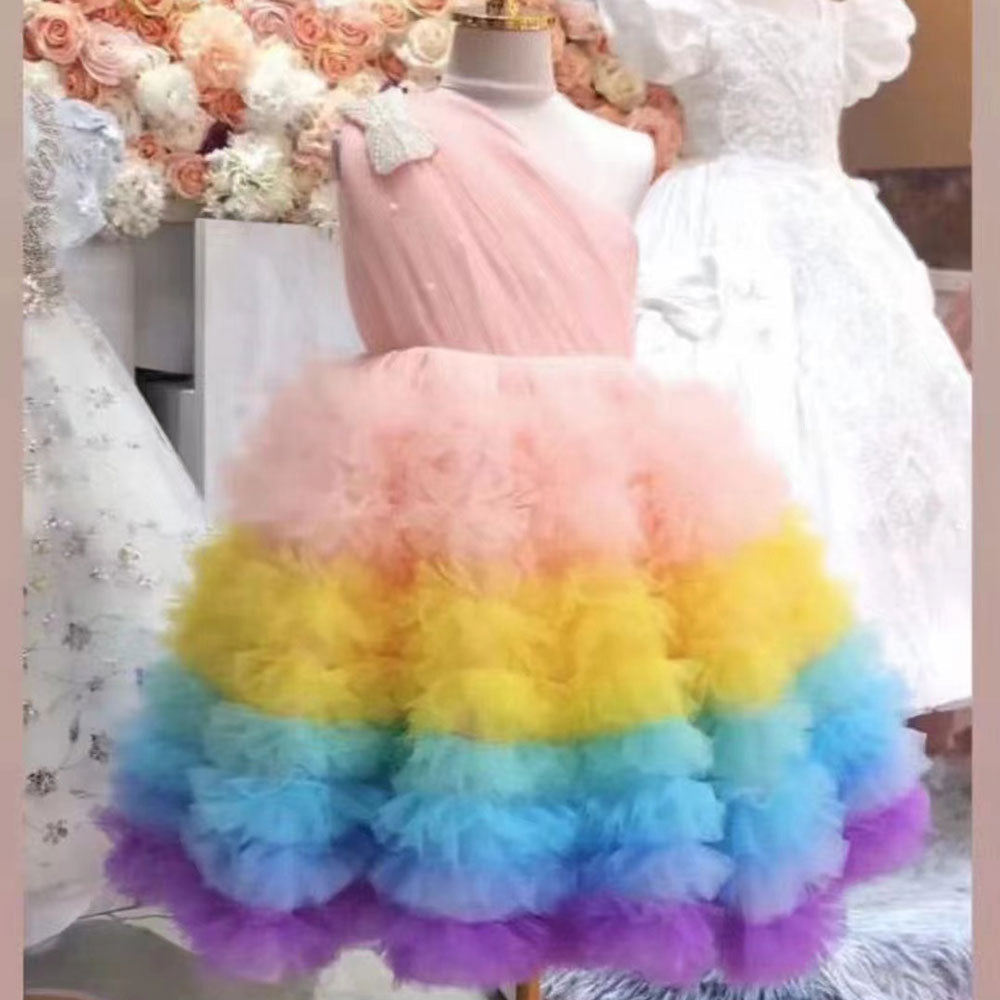 Colourful Girl Dress Princess Baby Kids Wedding Birthday Party M031 Picture Color / 12M