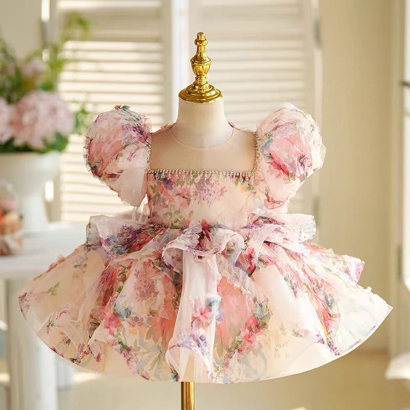 Floral Girl Princess Dress Knee Length Toddler 1st Birthday J410 Picture Color / child-14 Floral Girl Princess Dress Knee Length Toddler 1st Birthday J410 Picture Color / child-14