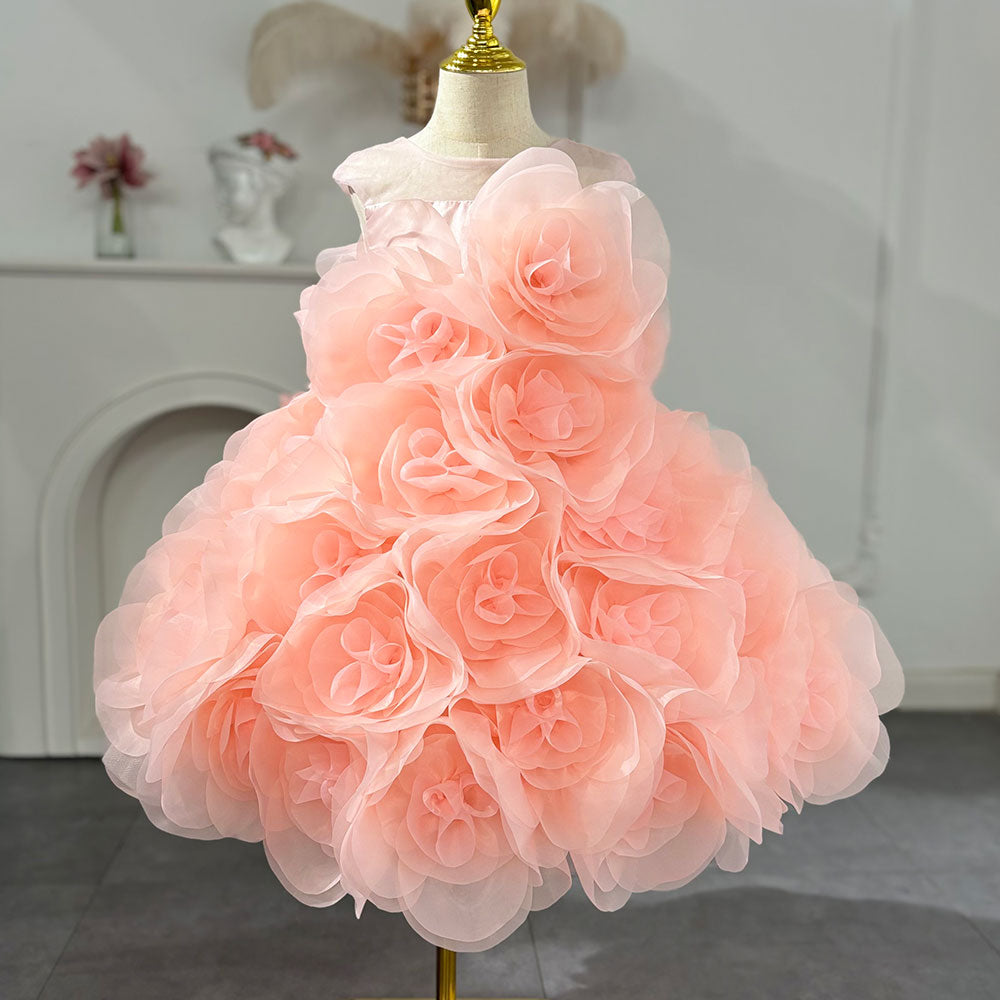 Luxury Arabic Elegant Lilac Girl Dress Flowers Princess Kids J223