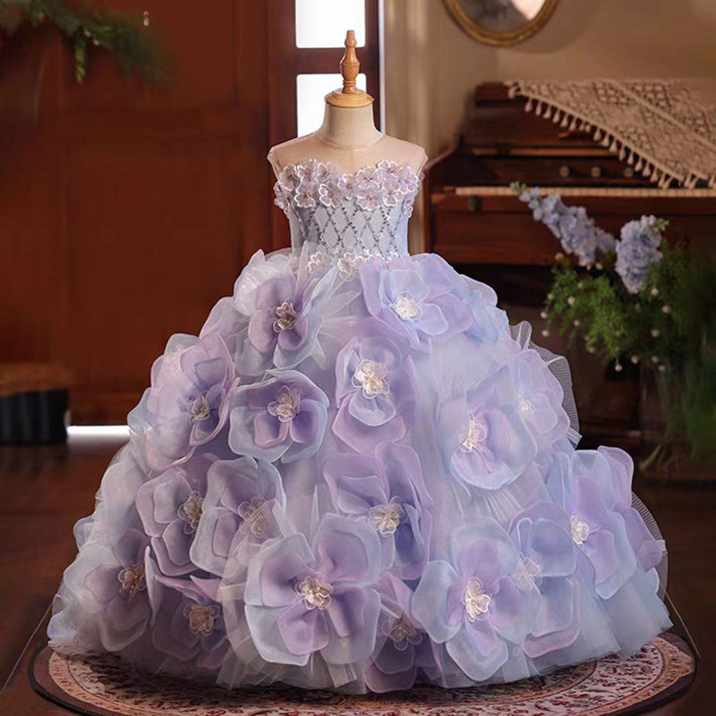 Maria Glamorous Premium Lilac Wedding Party Dress for Girls main image 1