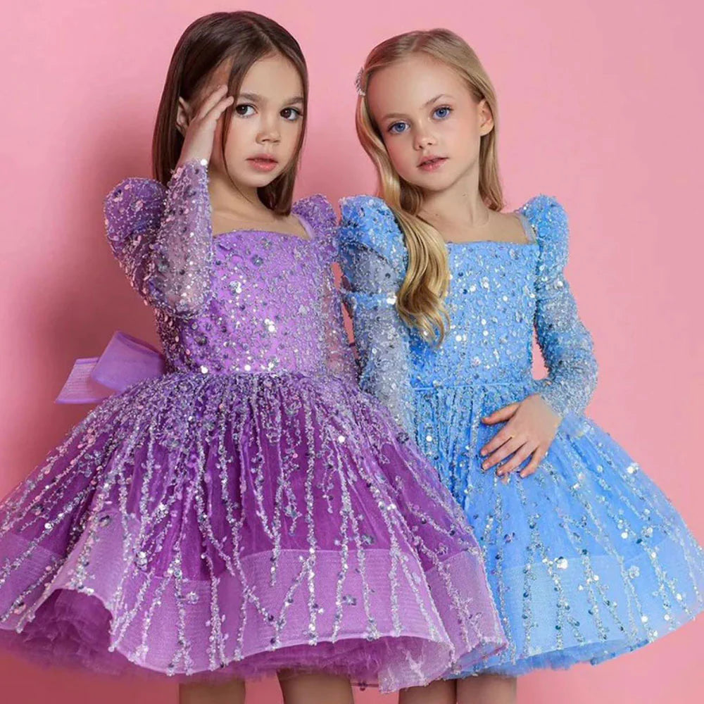 Sparkly Arabic Girl Dress Beading Purple Baby Kids Princess J204 – DreamyVow
