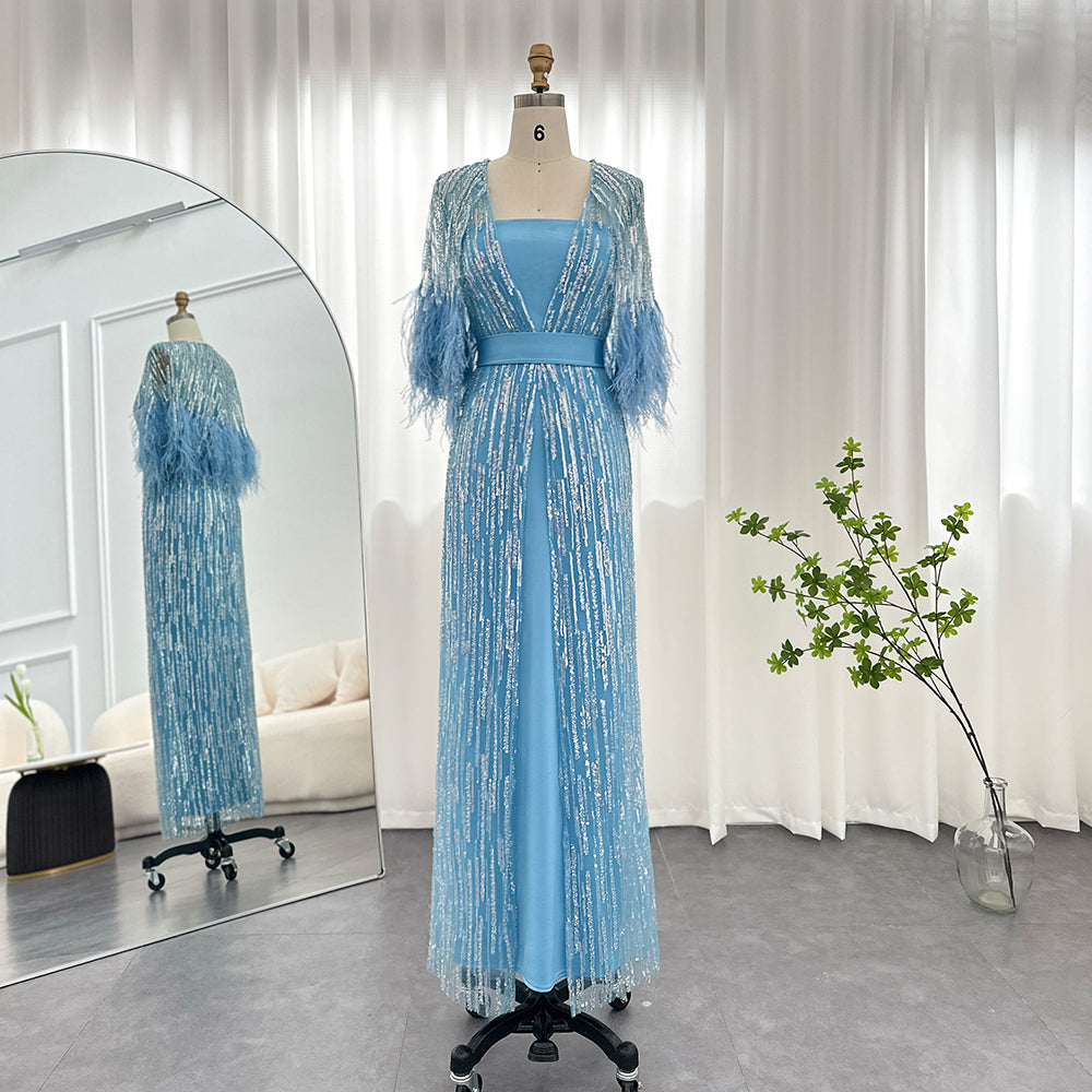arabian prom dresses Luxury Dubai Feathers Evening Dresses for Women Wedding Party Arabic P – DreamyVow
