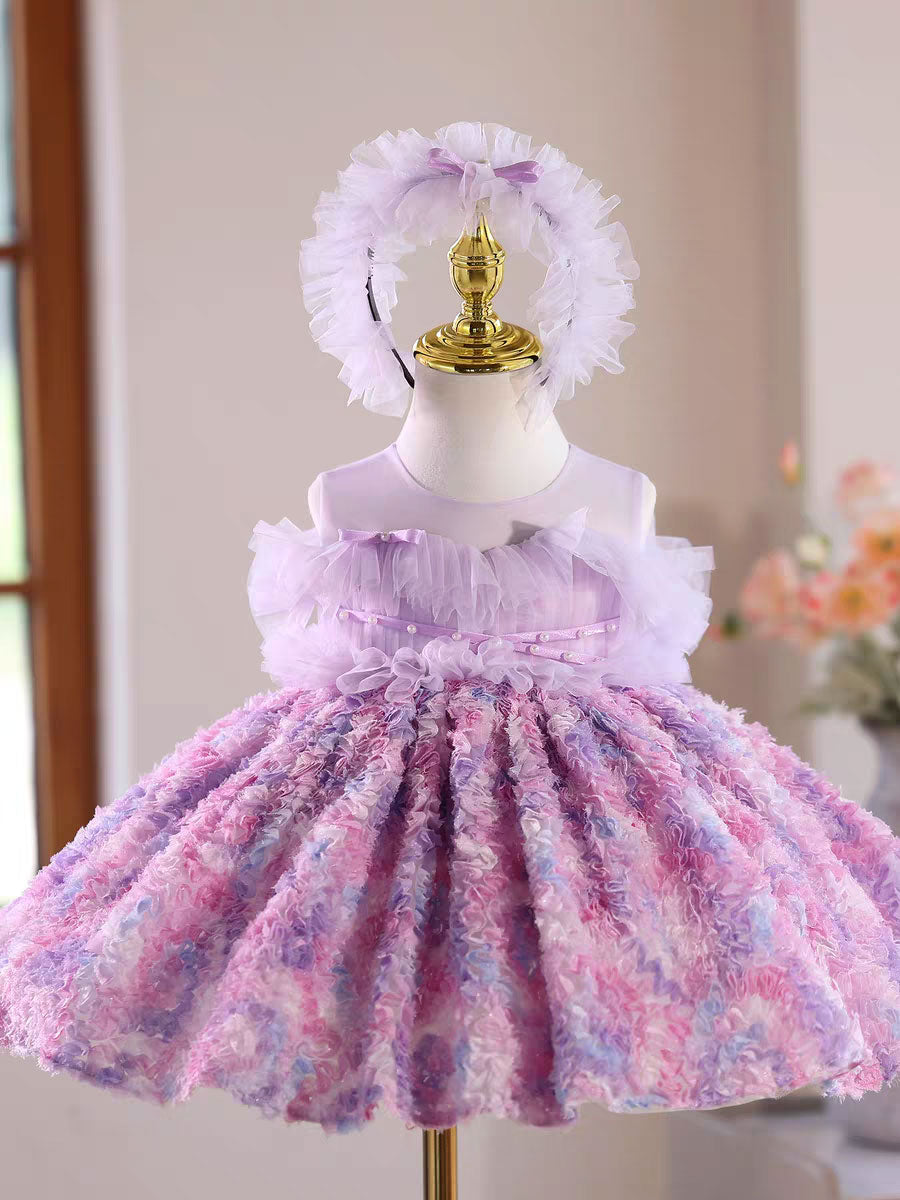 purple toddler dress Lilac Flower Girl Dress for Toddler Princess 1st Birthday Party J515 Lilac / child-6