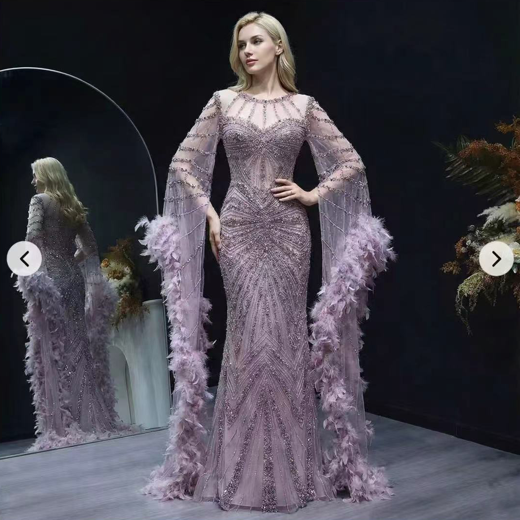 Luxury Arabic Burgundy Velvet Ball Gown Evening Dress 2023 Dubai Crystal Women Formal Party Dress for Wedding 274 Pink / 4