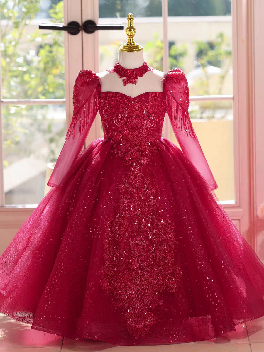 luxury dresses for girls formal parties Red Flower Girl Dress Birthday Wedding Party Gown D182 Web Collection: Vacay Nights