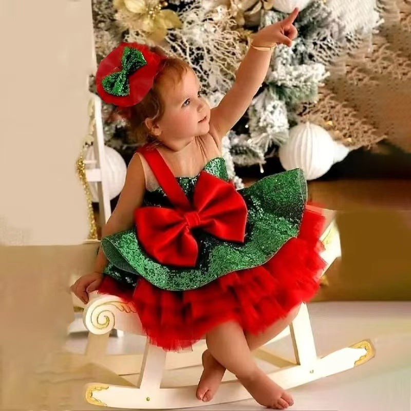 Lovely Christmas Baby Girl Dress Princess Holiday Birthday Party D194 Red-Green / child-8 Lovely Christmas Baby Girl Dress Princess Holiday Birthday Party D194 Red-Green / child-8