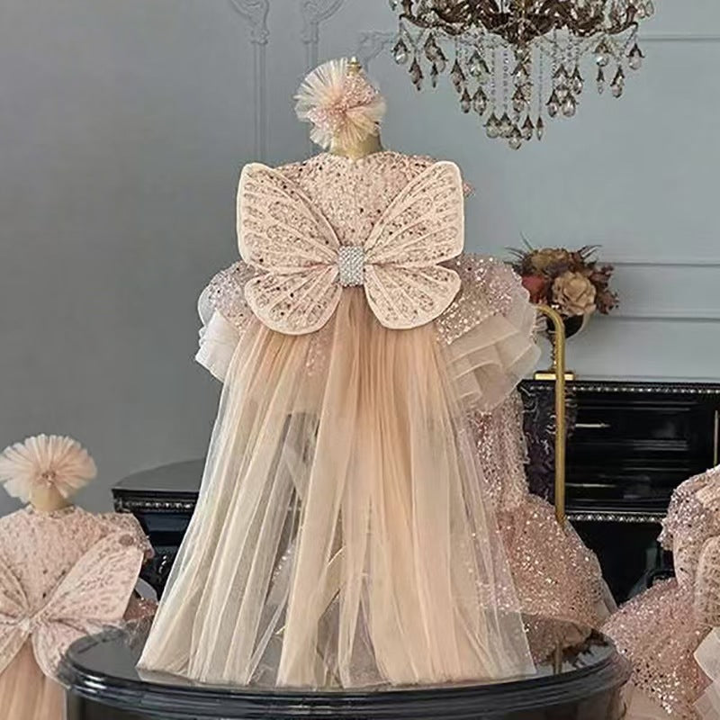 strapless open back dress Luxury Princess Girl Gown Kids Birthday Wedding Party Dress J592 – DreamyVow