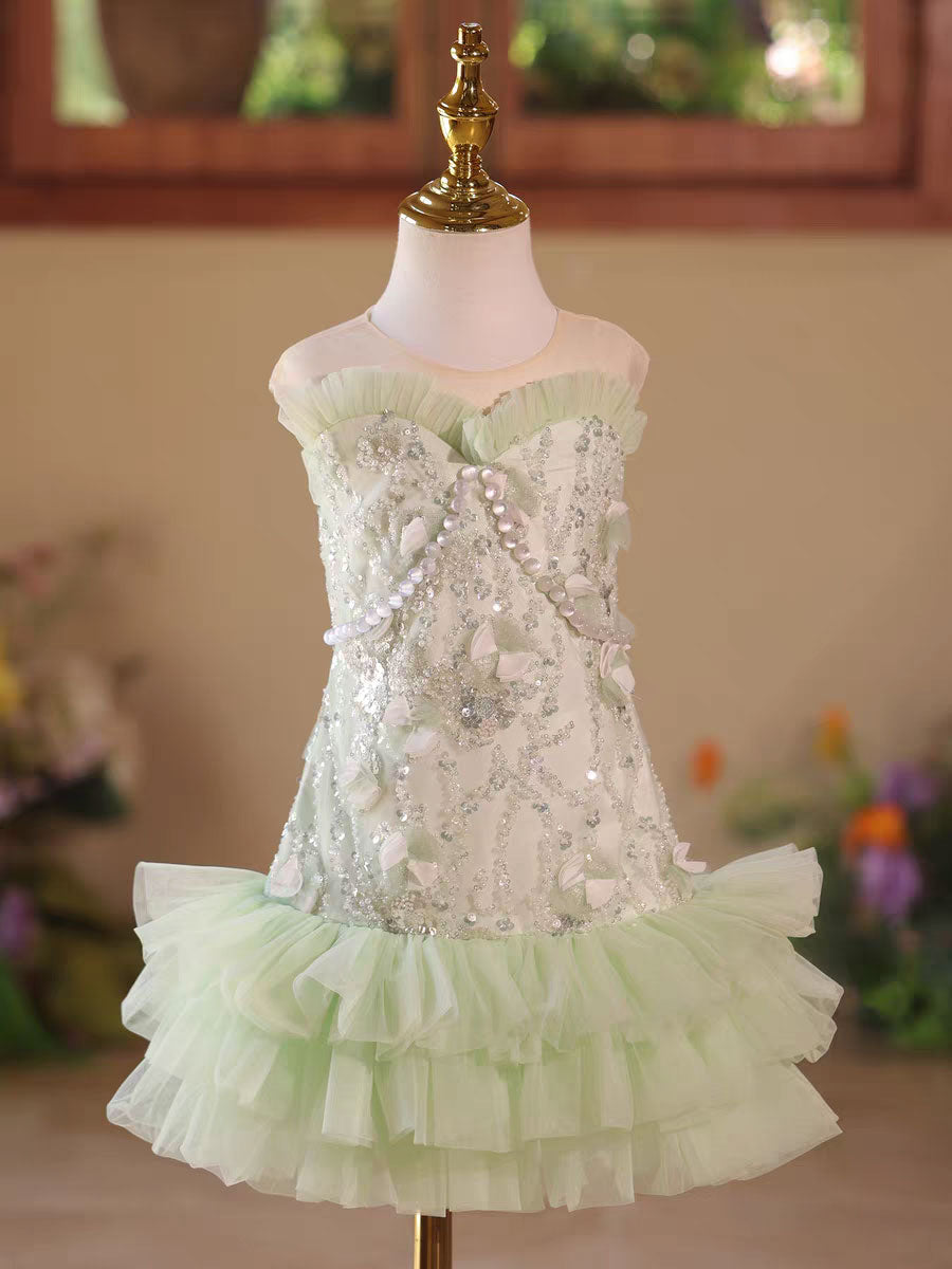 open lace back dress Emerald Green Off-Shoulder Tiered Lace Mini Dress – Short Corset Party Dress main image 0