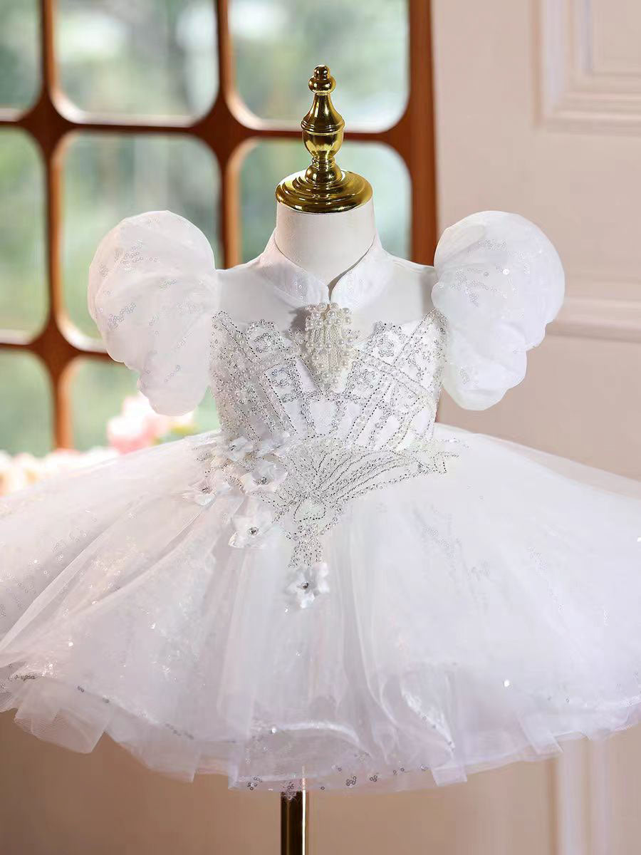 Classic White Flower Girl Dress for Wedding and Birthday D155 White / child-8