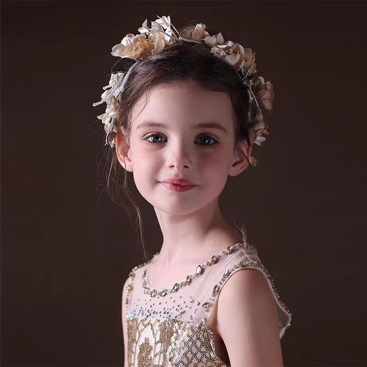 Birthday Party Flower Girl Headband with Veil Charming Pendant W029