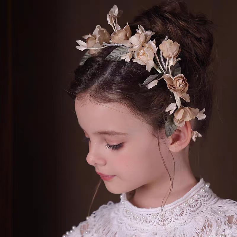 Birthday Party Flower Girl Headband with Veil Charming Pendant W029