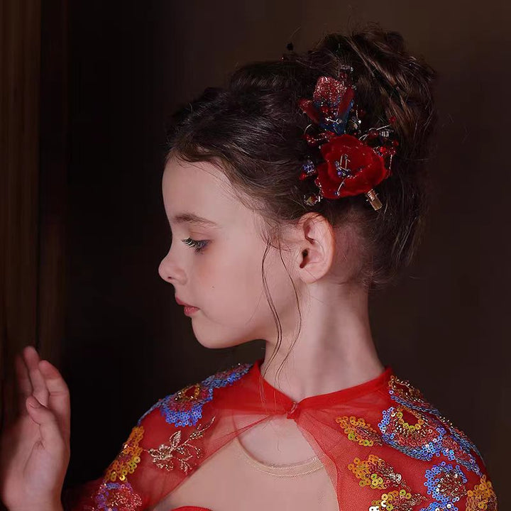 Birthday Party Flower Girl Headband with Veil Charming Pendant W029