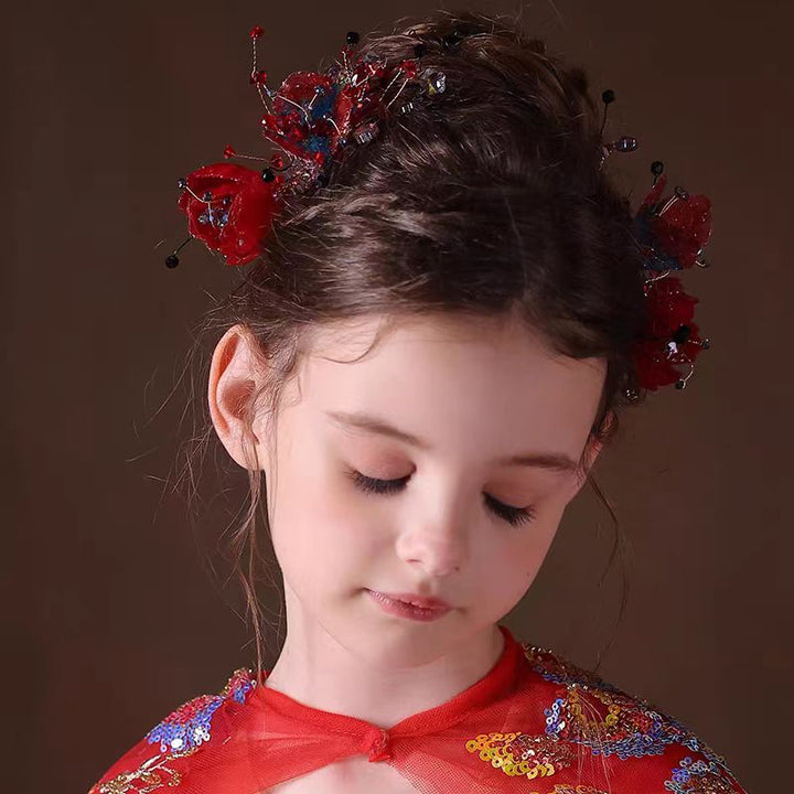 Birthday Party Flower Girl Headband with Veil Charming Pendant W029