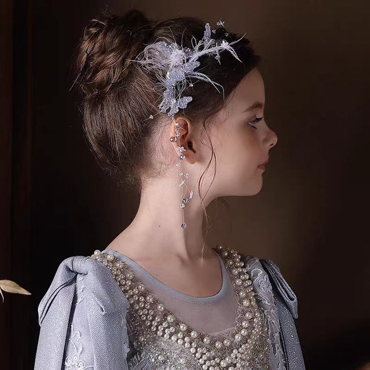 Birthday Party Flower Girl Headband with Veil Charming Pendant W029