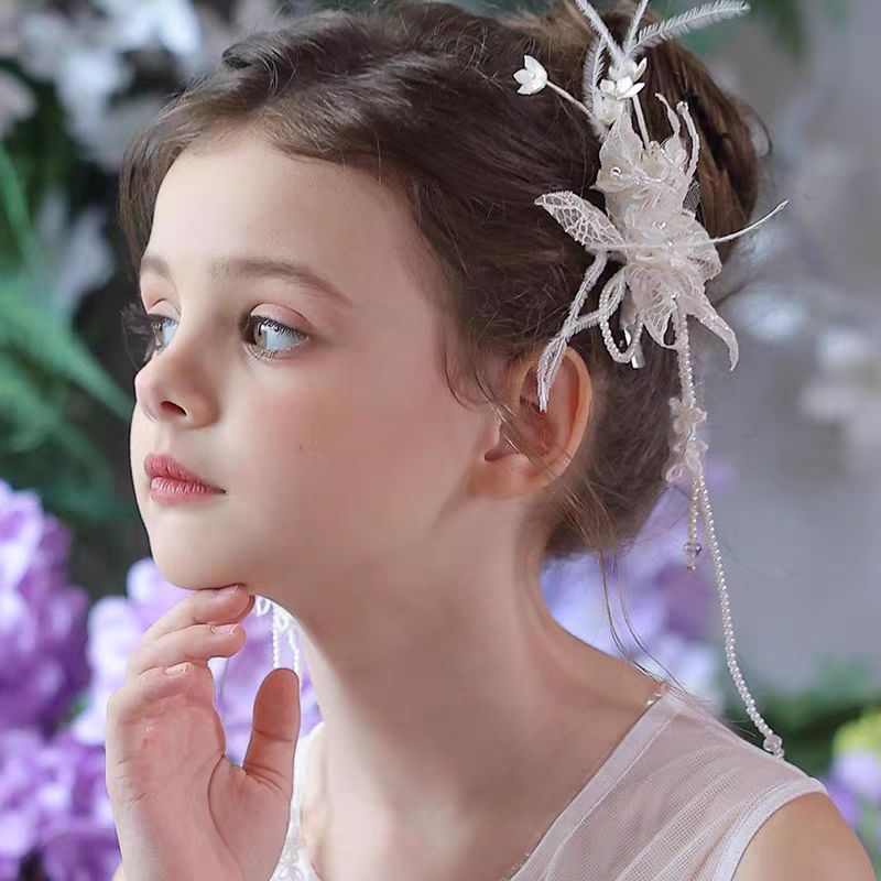 Birthday Party Flower Girl Headband with Veil Charming Pendant W029