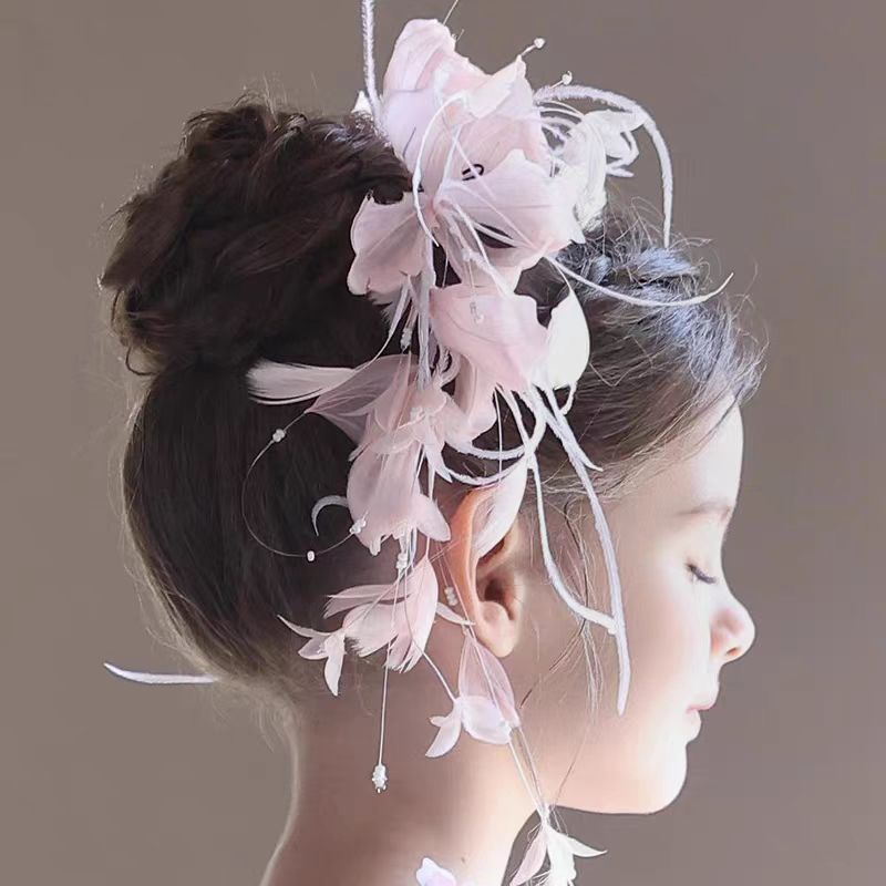 Birthday Party Flower Girl Headband with Veil Charming Pendant W029
