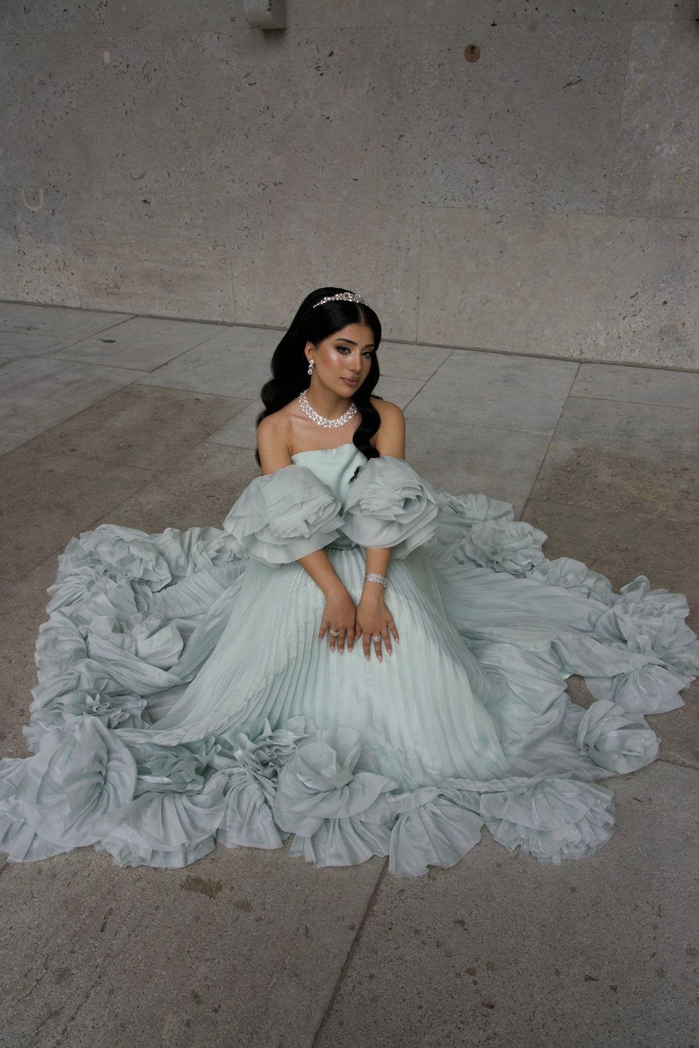 Elegant Green Strapless 3D Flowers Evening Dress SS230