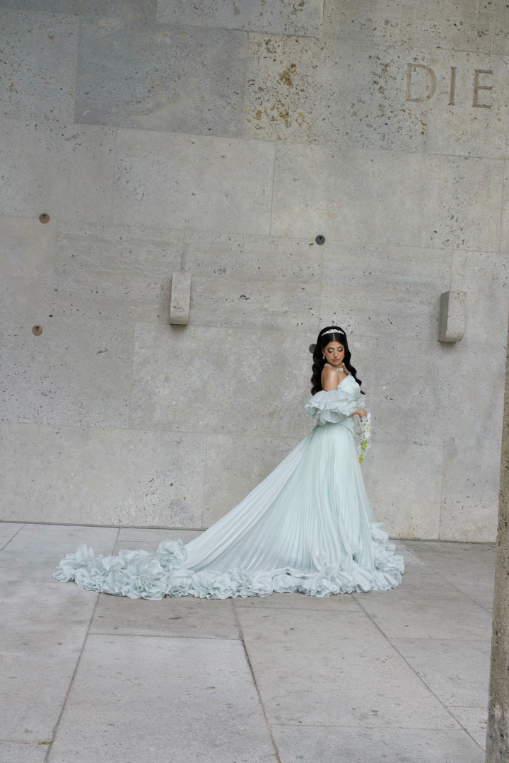 Elegant Green Strapless 3D Flowers Evening Dress SS230