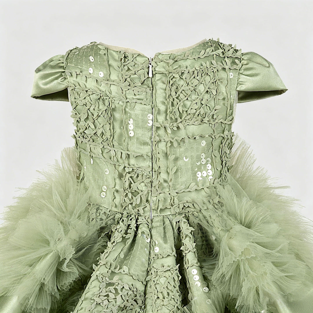 Luxury Sage Green Princess Dress with Feather Details J899 DreamyVow Luxury Sage Green Princess Dress with Feather Details J899 DreamyVow