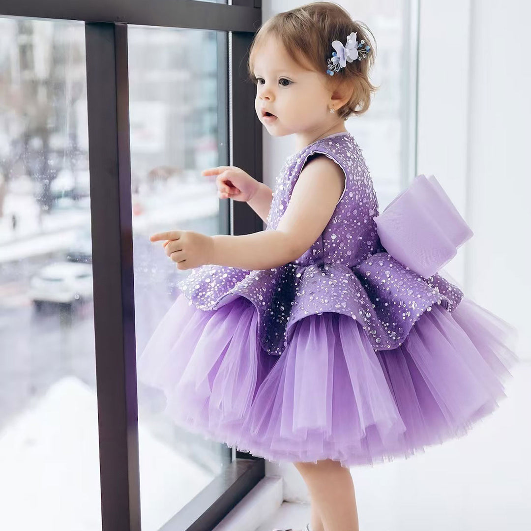 lavender flower girl dresses Lavender Flower Girl Dress Birthday Wedding Photoshoot Party D115 Lilac / 12M