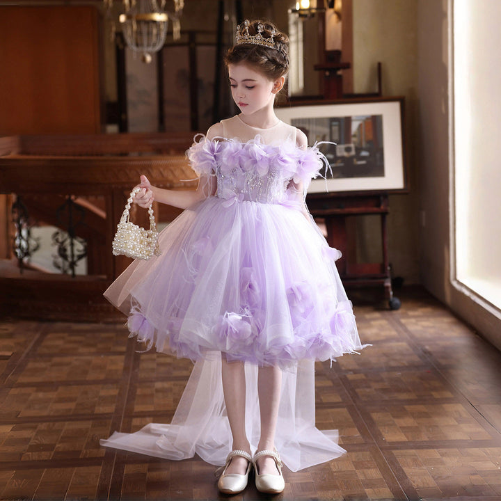 Stunning 3D Floral Flower Girl Dress for Girls Tulle Party Dress J516