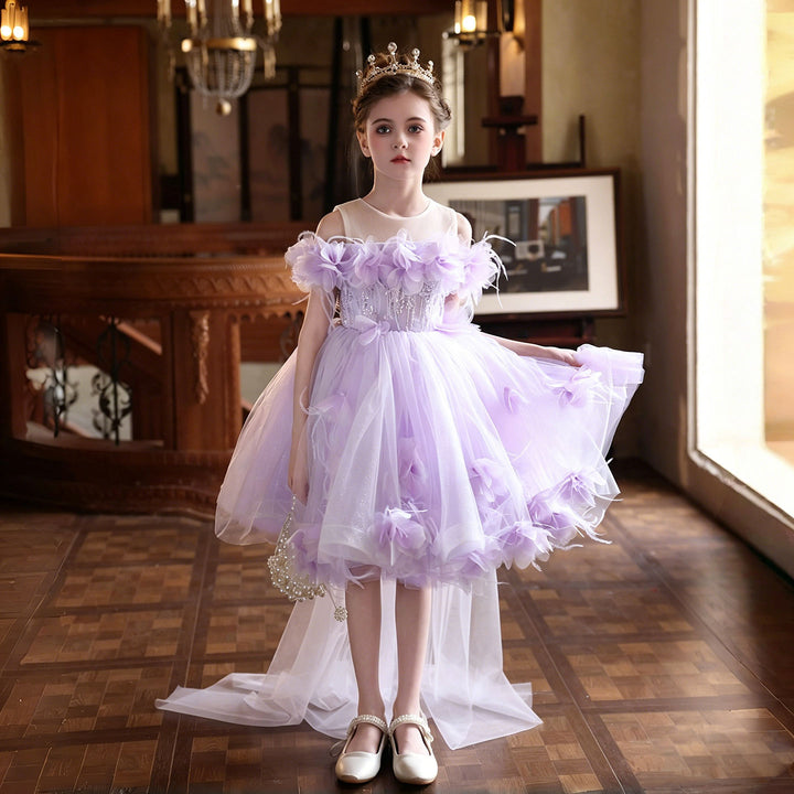 Stunning 3D Floral Flower Girl Dress for Girls Tulle Party Dress J516