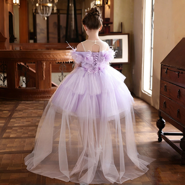 Stunning 3D Floral Flower Girl Dress for Girls Tulle Party Dress J516