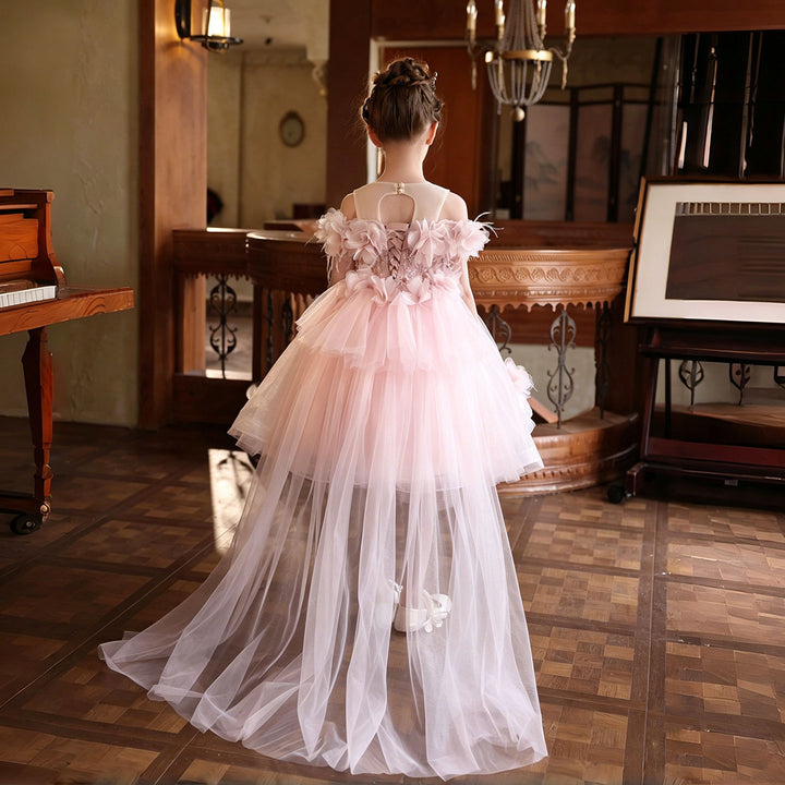 Stunning 3D Floral Flower Girl Dress for Girls Tulle Party Dress J516