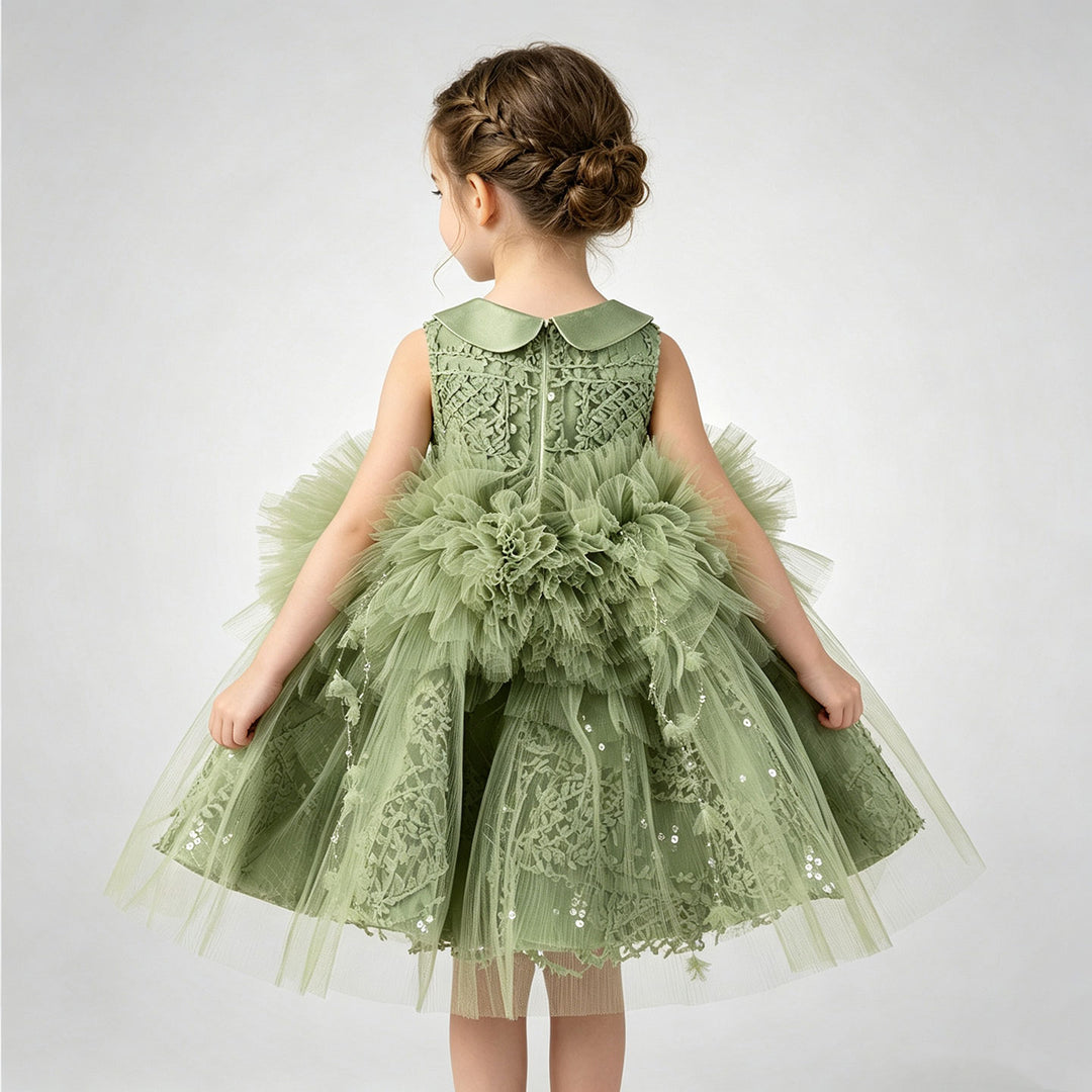 Elegant Green Flower Girl Dress for Girls Birthday Party J898