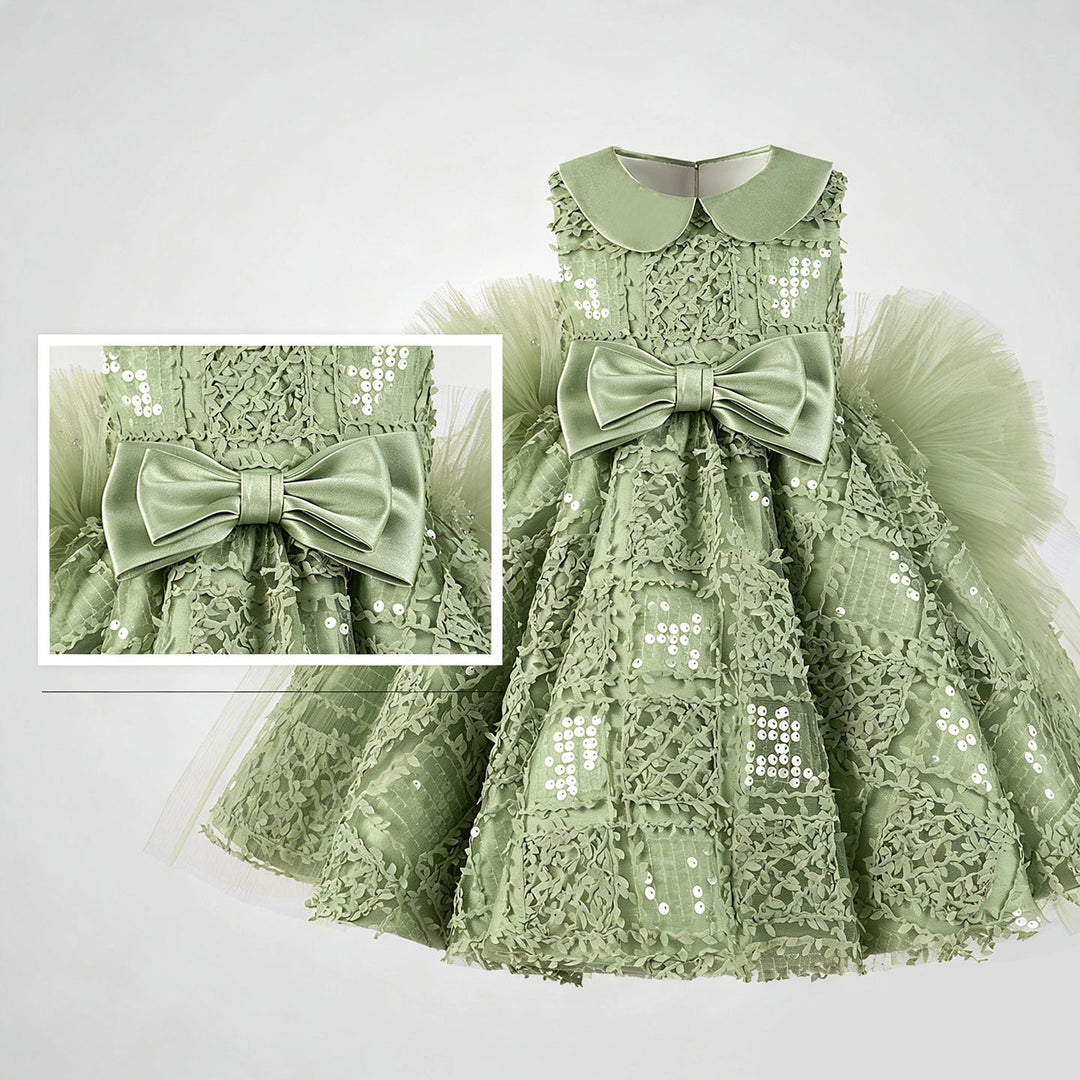 Elegant Green Flower Girl Dress for Girls Birthday Party J898