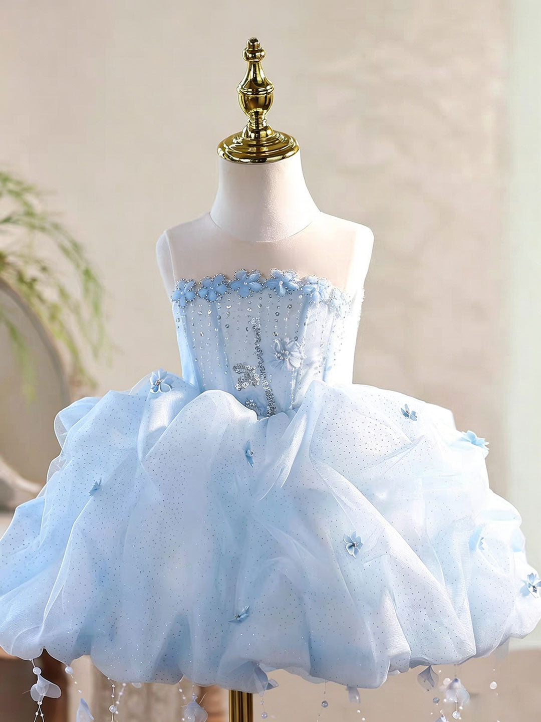 Blue Puffy Tulle Flower Girl Dress for Girls Party Dress J902 – DreamyVow