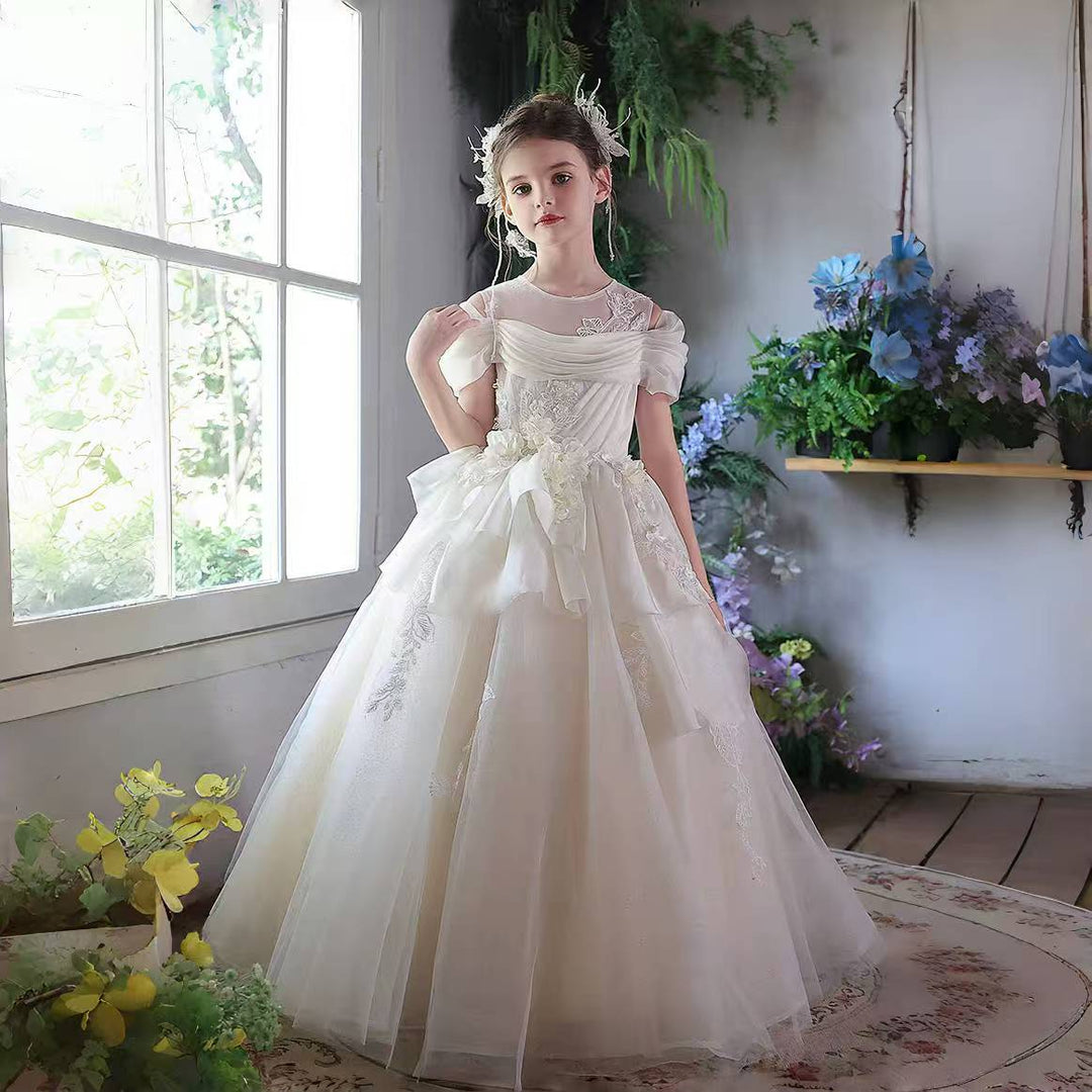 Elegant White Off Shoulder Princess Girl Dress for Birthday and Pageant J276 White / child-12 Elegant White Off Shoulder Princess Girl Dress for Birthday and Pageant J276 White / child-12