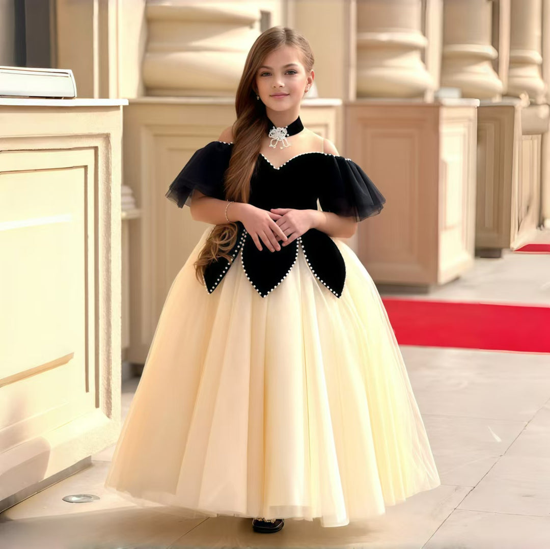 Elegant Black Off-Shoulder Princess Ball Gown Dress J115 Black / child-14 Elegant Black Off-Shoulder Princess Ball Gown Dress J115 Black / child-14