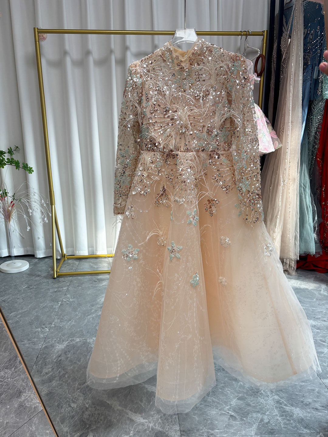 Champagne Princess Dress with Beading for Birthday Party D199