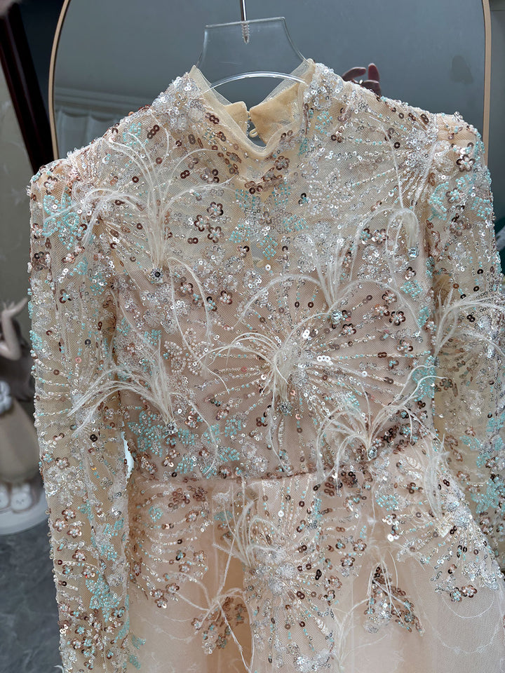 Champagne Princess Dress with Beading for Birthday Party D199