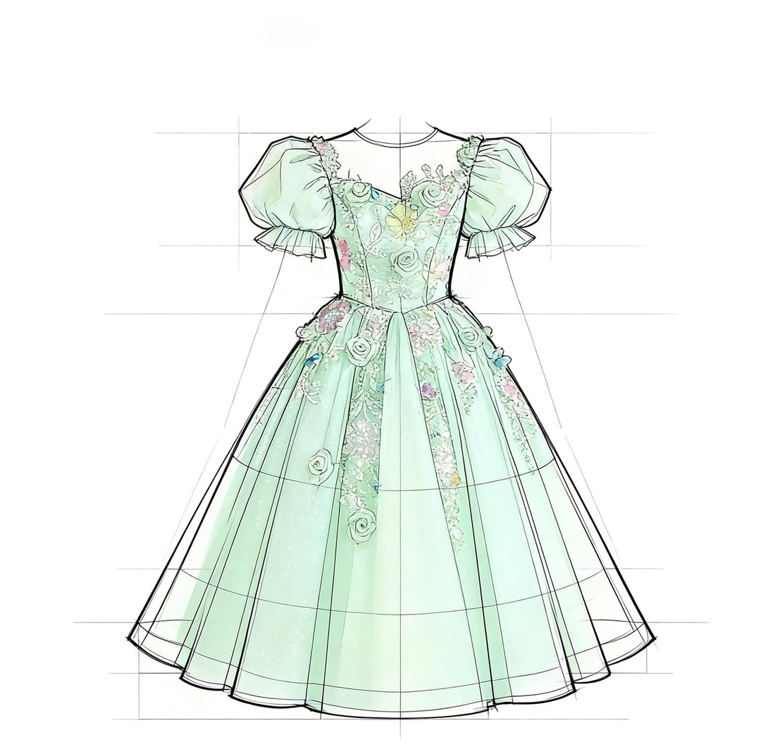 Elegant Sage Green Ball Gown Flower Girl Dress for Wedding Birthday J2 DreamyVow Elegant Sage Green Ball Gown Flower Girl Dress for Wedding Birthday J2 DreamyVow