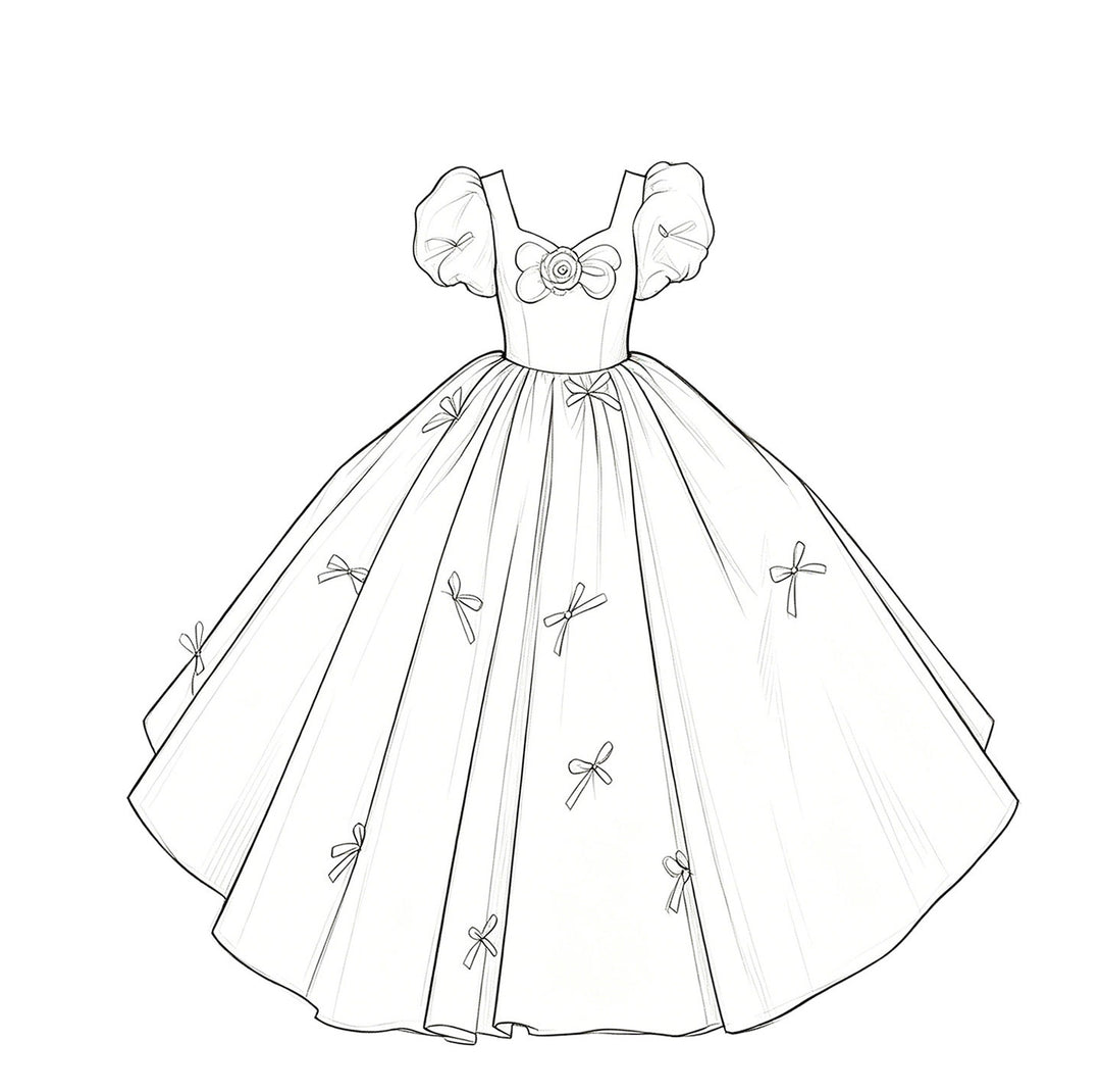 Elegant off white Flower Girl Dress with Bow Detail Princess Wedding Party Gown J228