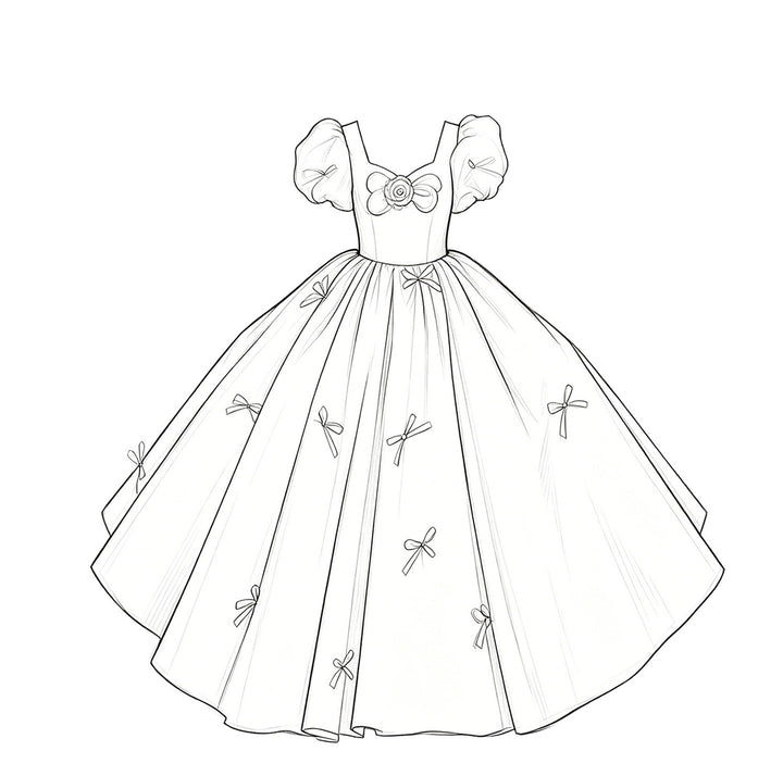 Elegant off white Flower Girl Dress with Bow Detail Princess Wedding Party Gown J228