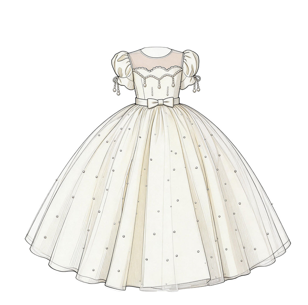 Luxury White Flower Girl Dress Princess Tulle Wedding Gown J231