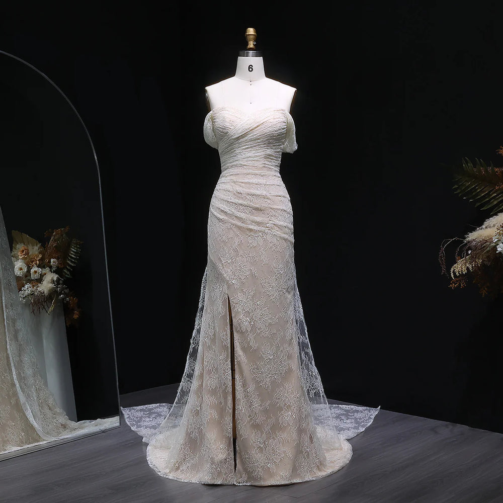 Elegant Lace Sequin Off Shoulder Evening dress SF395