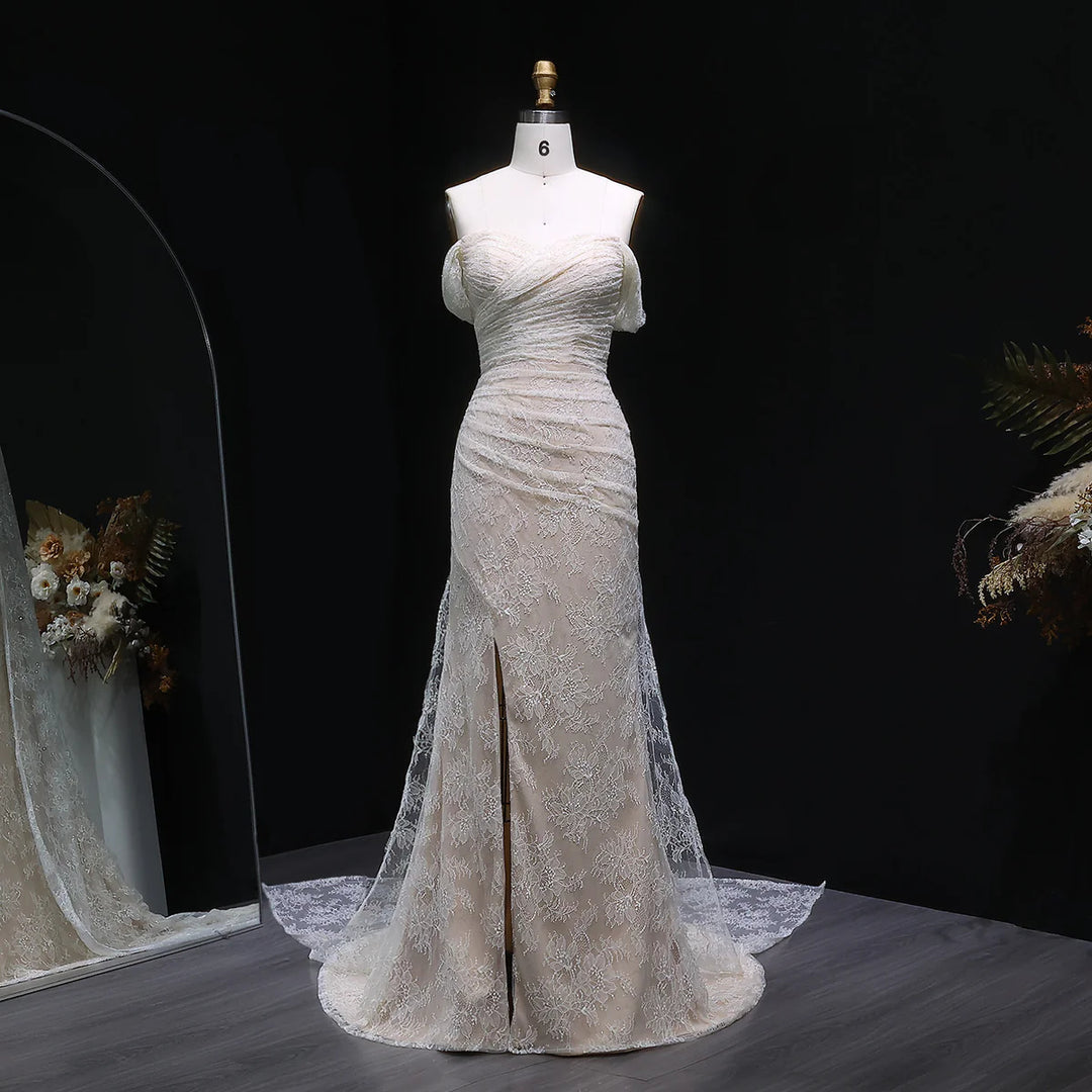 Elegant Lace Sequin Off Shoulder Evening dress SF395