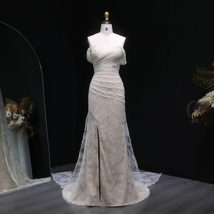 Elegant Lace Sequin Off Shoulder Evening dress SF395