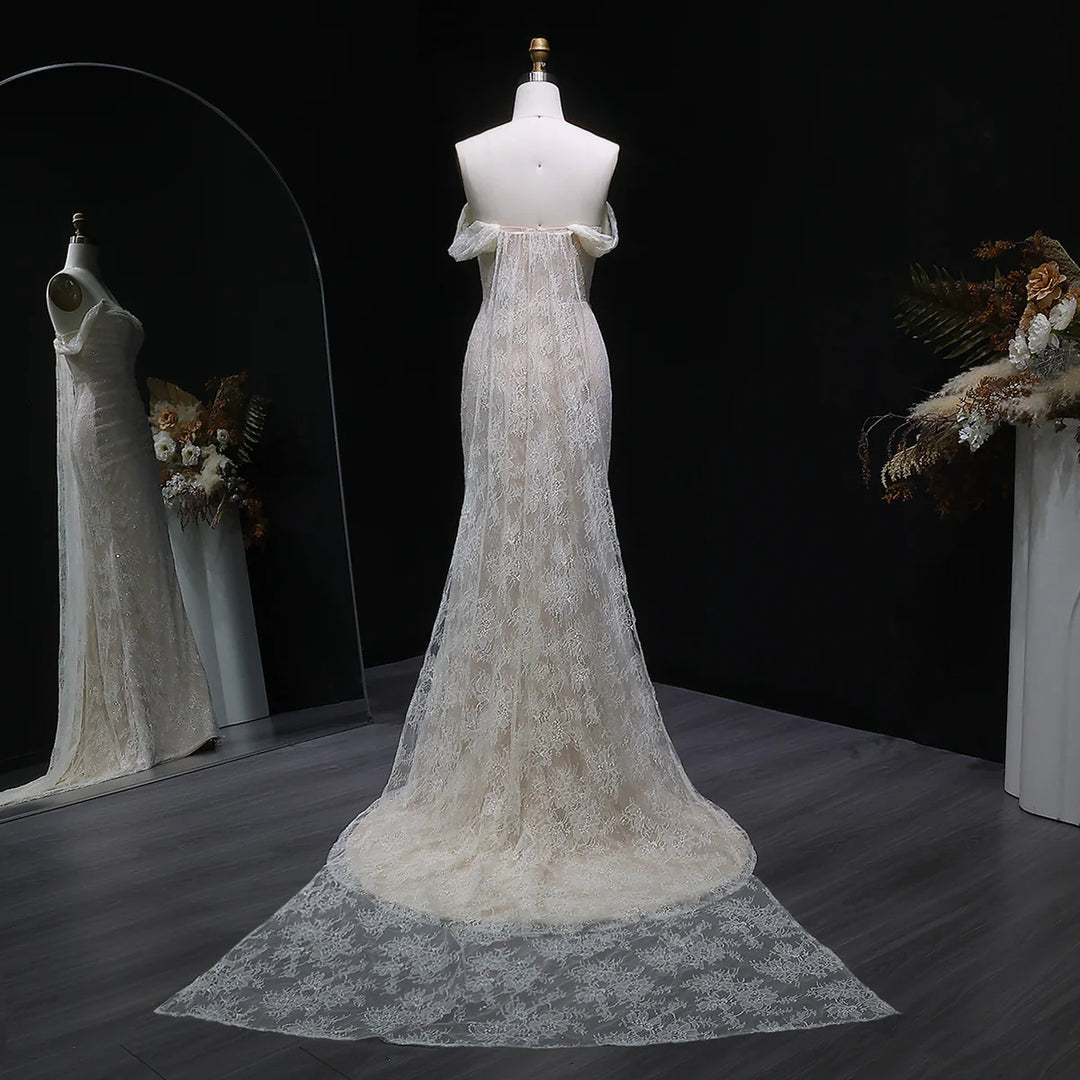 Elegant Lace Sequin Off Shoulder Evening dress SF395